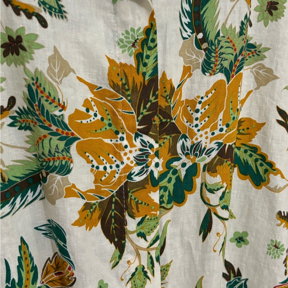 Philosophy Tie-Front Button Down Green Floral Lin… - image 5